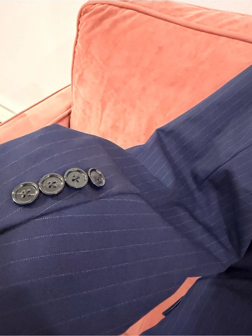 Classic Navy Pinstripe Men's Blazer